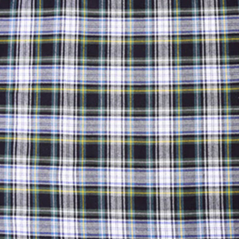 White &Navy Madras Plaid Brushed Cotton Shirting Fabric